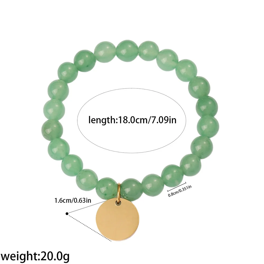 Produktfoto: Perlenarmband mit rundem Scheibenanhänger, goldfarben, Edelstahl 316