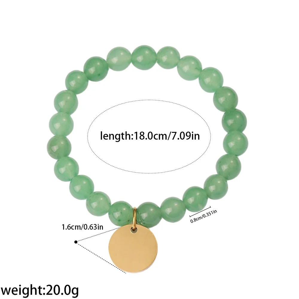 Produktfoto: Perlenarmband mit rundem Scheibenanhänger, goldfarben, Edelstahl 316
