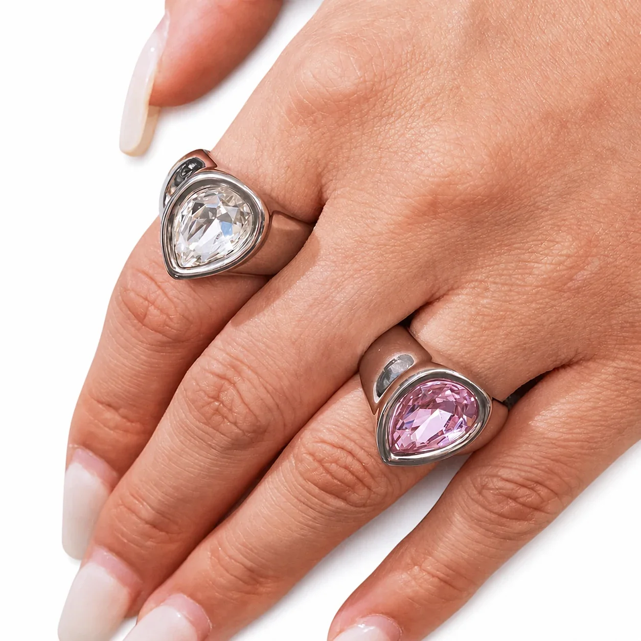 Bold Gold-Plated Teardrop Bezel Cubic Zirconia Ring