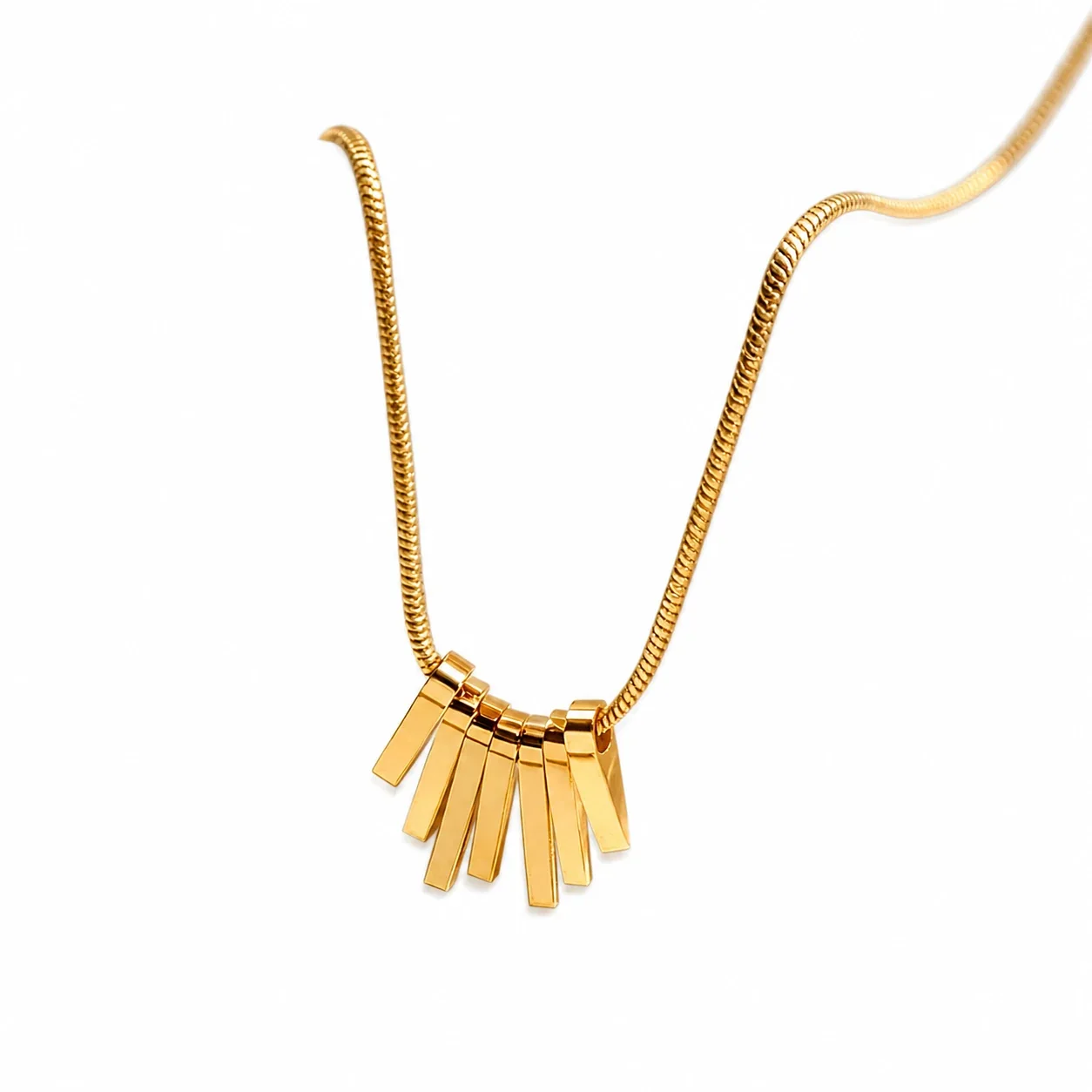 Radiant 18K Gold-Plated Snake Chain Fringe Necklace