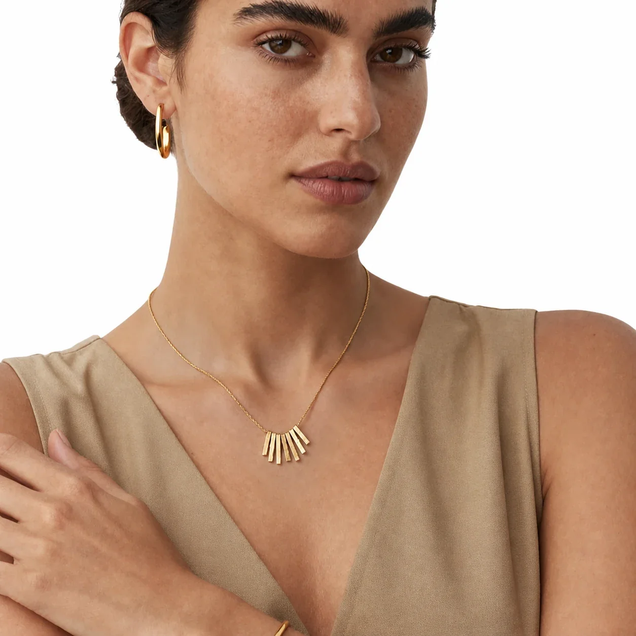 Radiant 18K Gold-Plated Snake Chain Fringe Necklace
