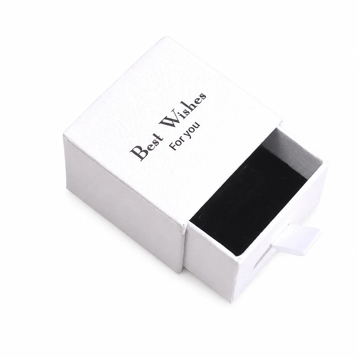 Elegant Paper Drawer Box with Ribbon Pull Jewelry Box - White 5 x 5 x 3.5 cm Box