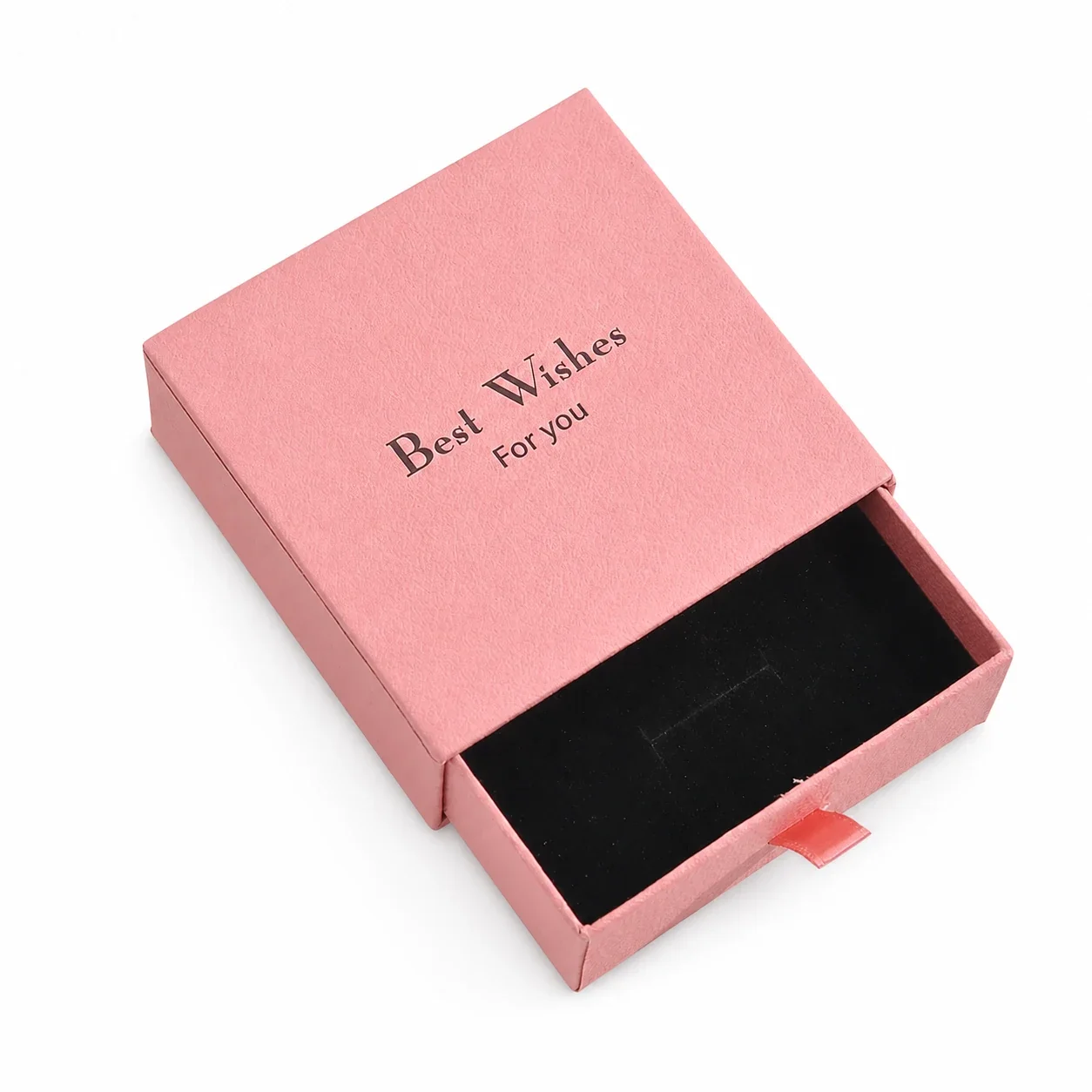Elegant Paper Drawer Box with Ribbon Pull Jewelry Box - Pink 5 x 5 x 3.5 cm Box