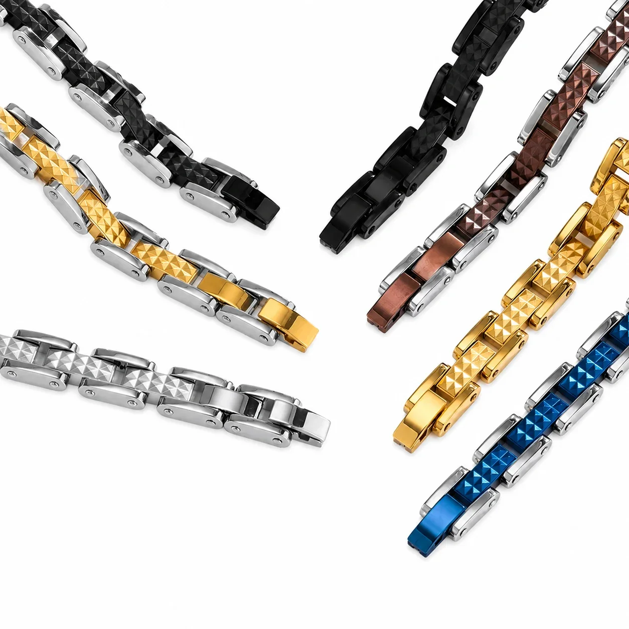 Bold 316 Stainless Steel Pyramid Link Bracelet