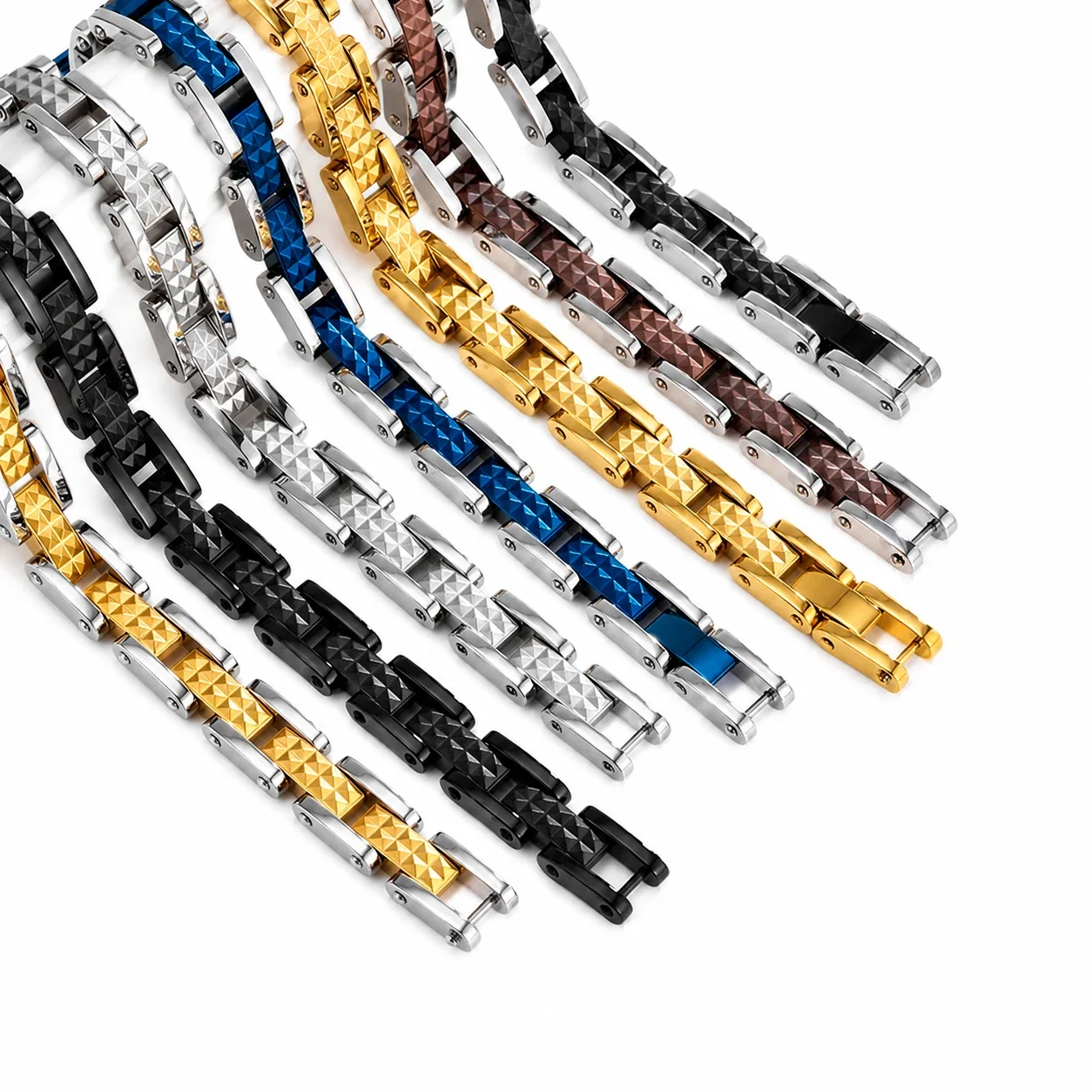 Bold 316 Stainless Steel Pyramid Link Bracelet