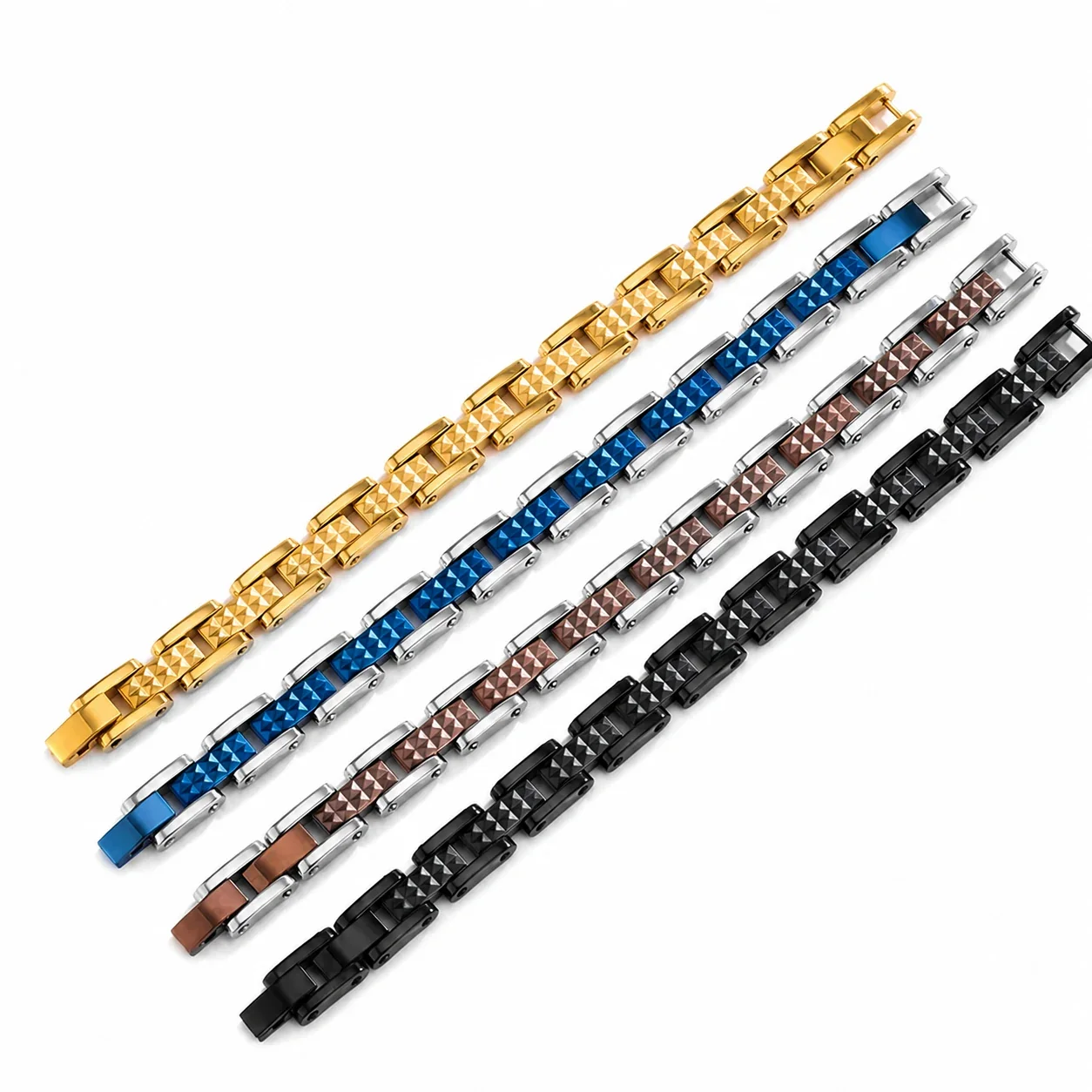 Bold 316 Stainless Steel Pyramid Link Bracelet