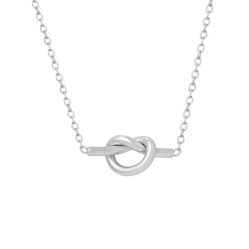 Polished 316 Stainless Steel Knot Pendant Necklace - Silver