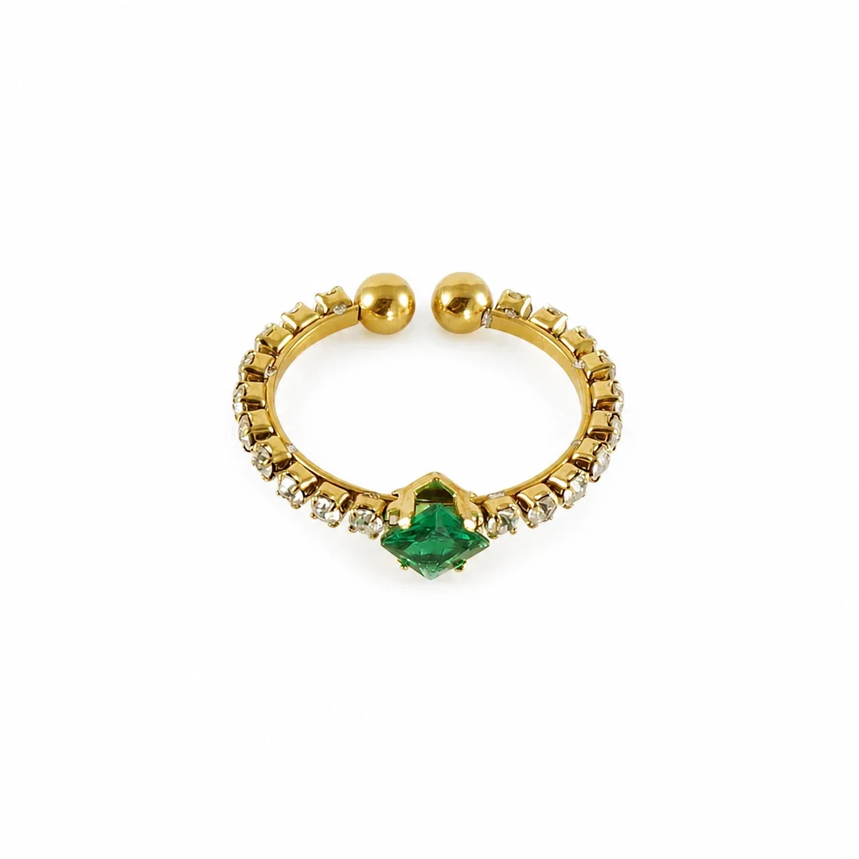 Radiant Gold PVD Square CZ Open-Front Stacking Ring