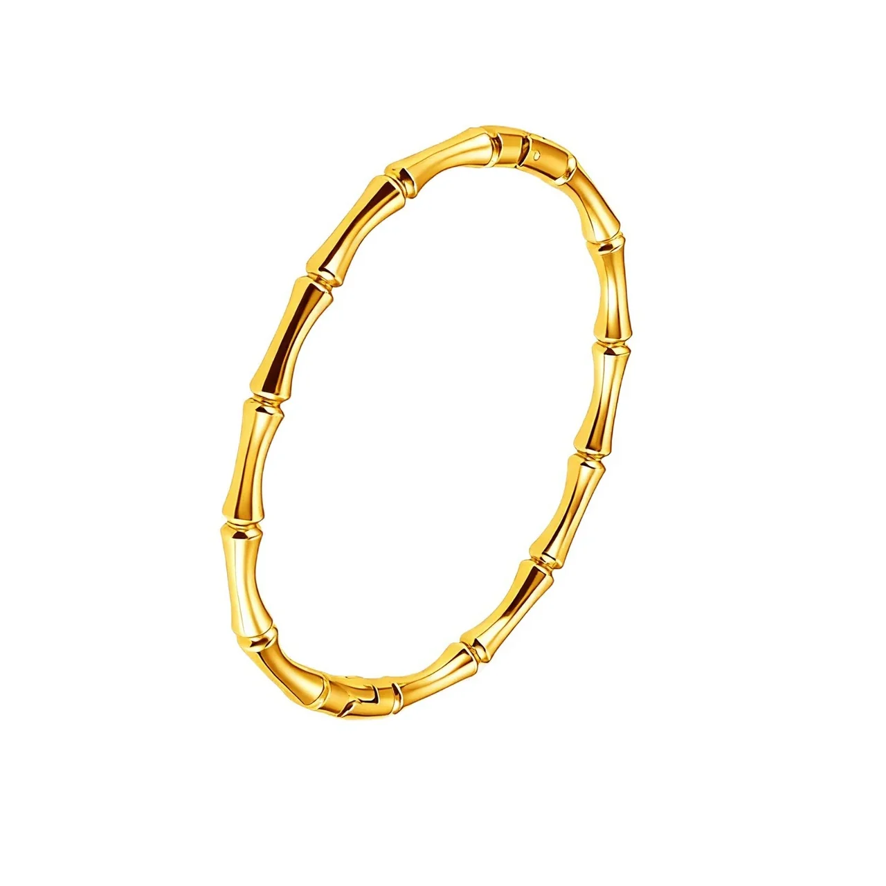 Sculptural Gold-Tone Stainless Steel Bamboo Bangle