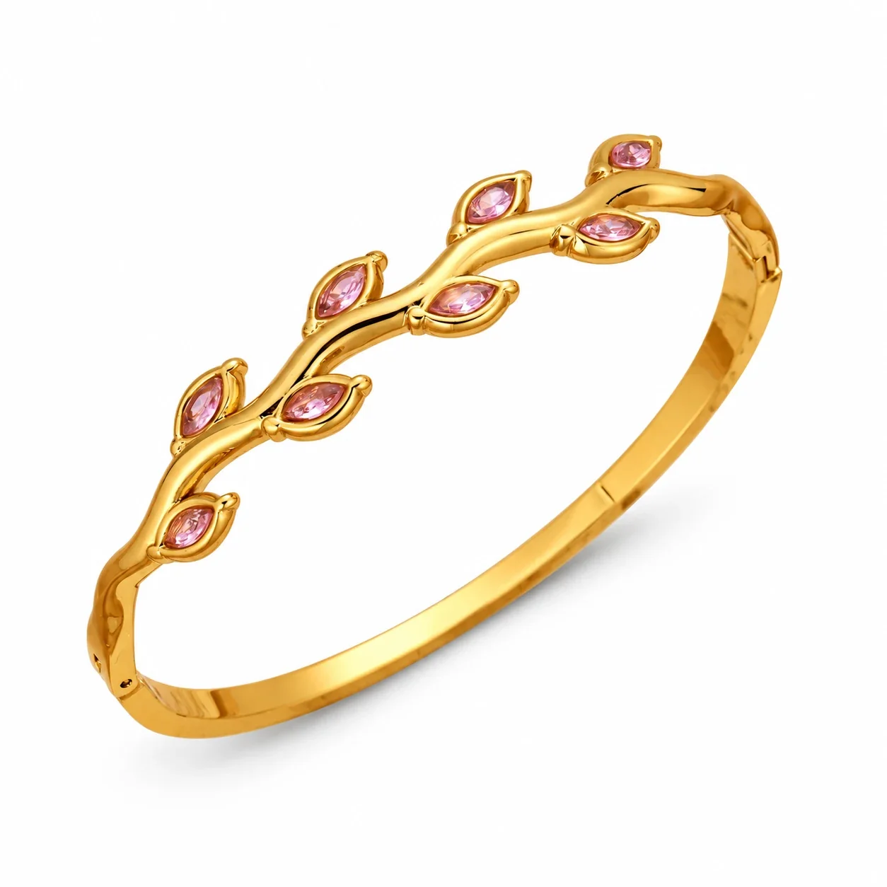 Foto prodotto: Bracciale rigido a vite con cristalli marquise colorati, acciaio placcato oro