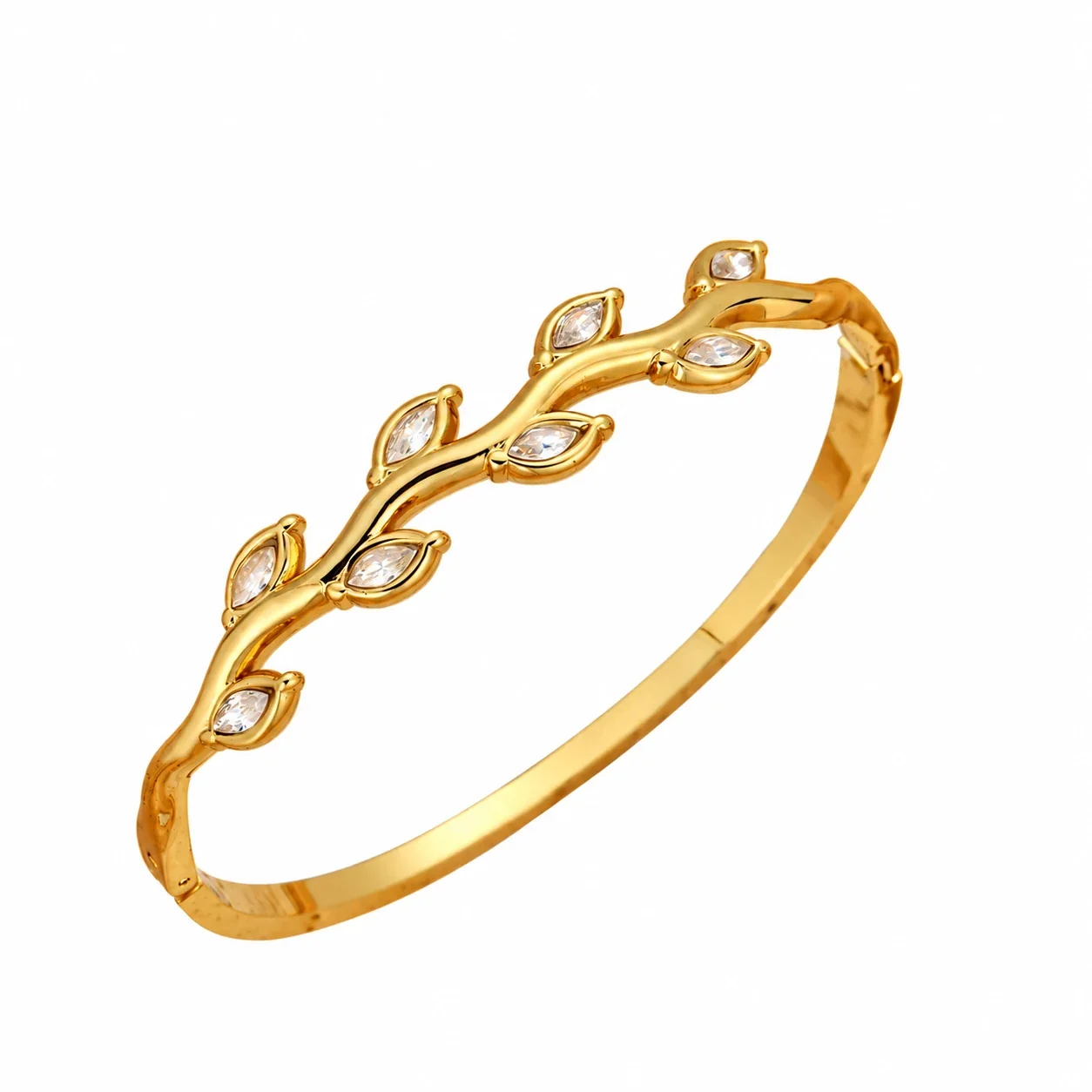 Foto prodotto: Bracciale rigido a vite con cristalli marquise colorati, acciaio placcato oro