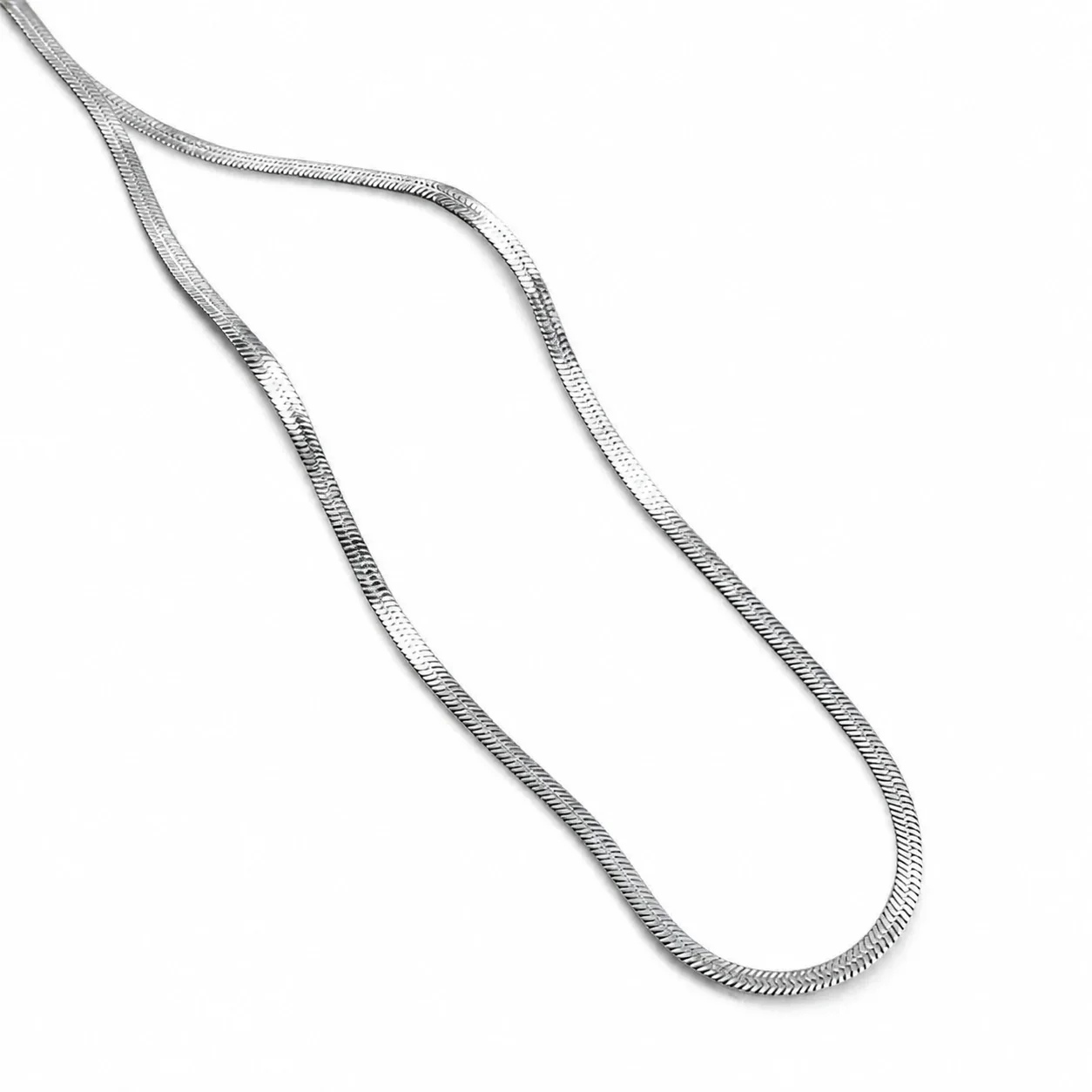 Herringbone Chain Necklace Set 316 Stainless Steel 18K Gold PVD - Silver