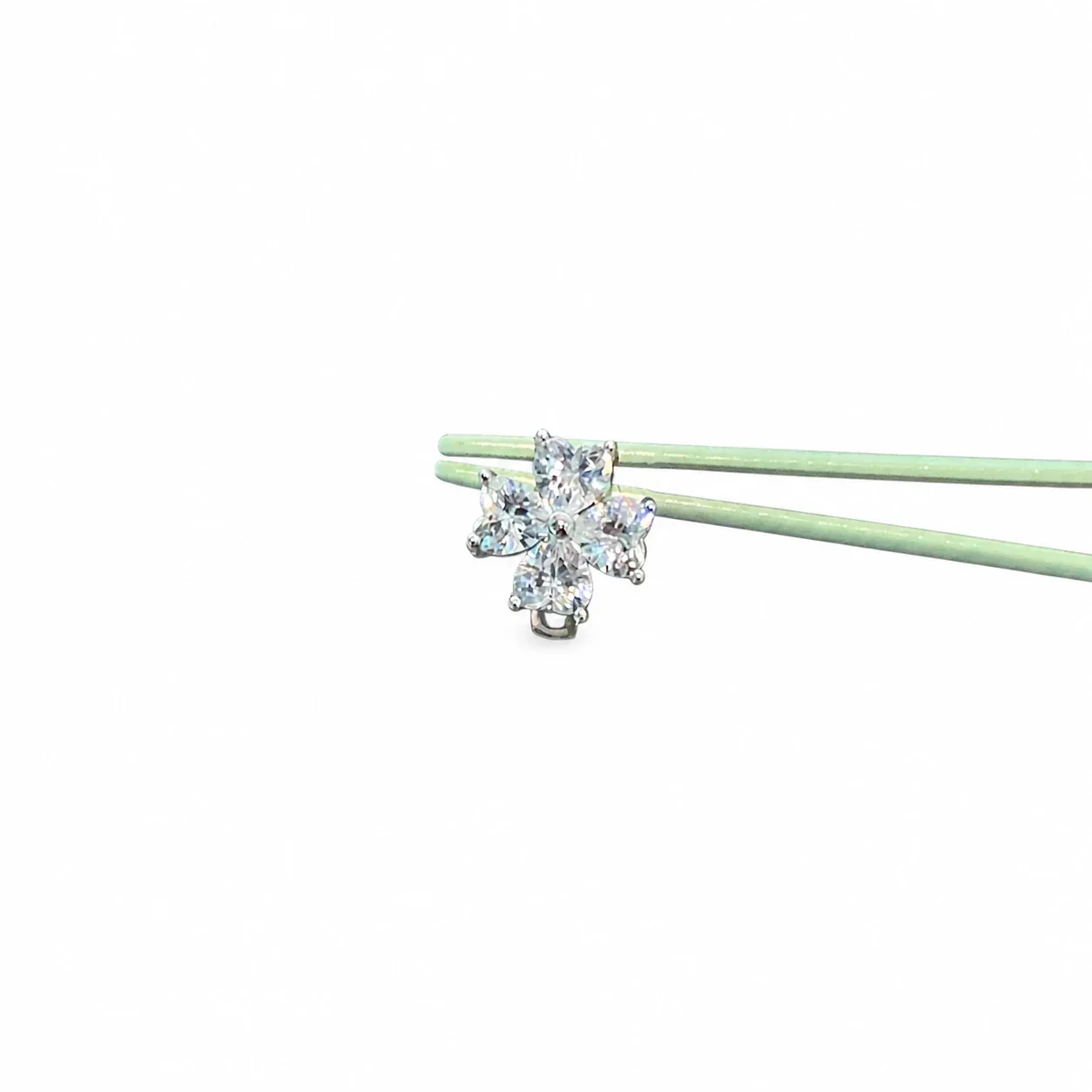 Petite 316 Stainless Steel Clover CZ Ear Cuff - White CZ