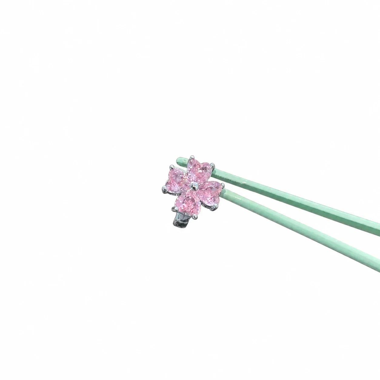 Petite 316 Stainless Steel Clover CZ Ear Cuff - Pink CZ