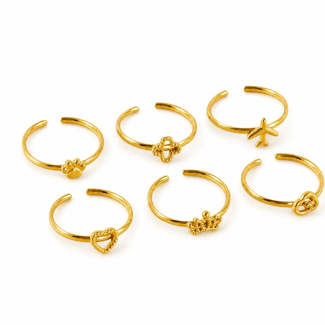 Paw Crown Heart 18K Gold-Plated 316 Stainless Steel Ring