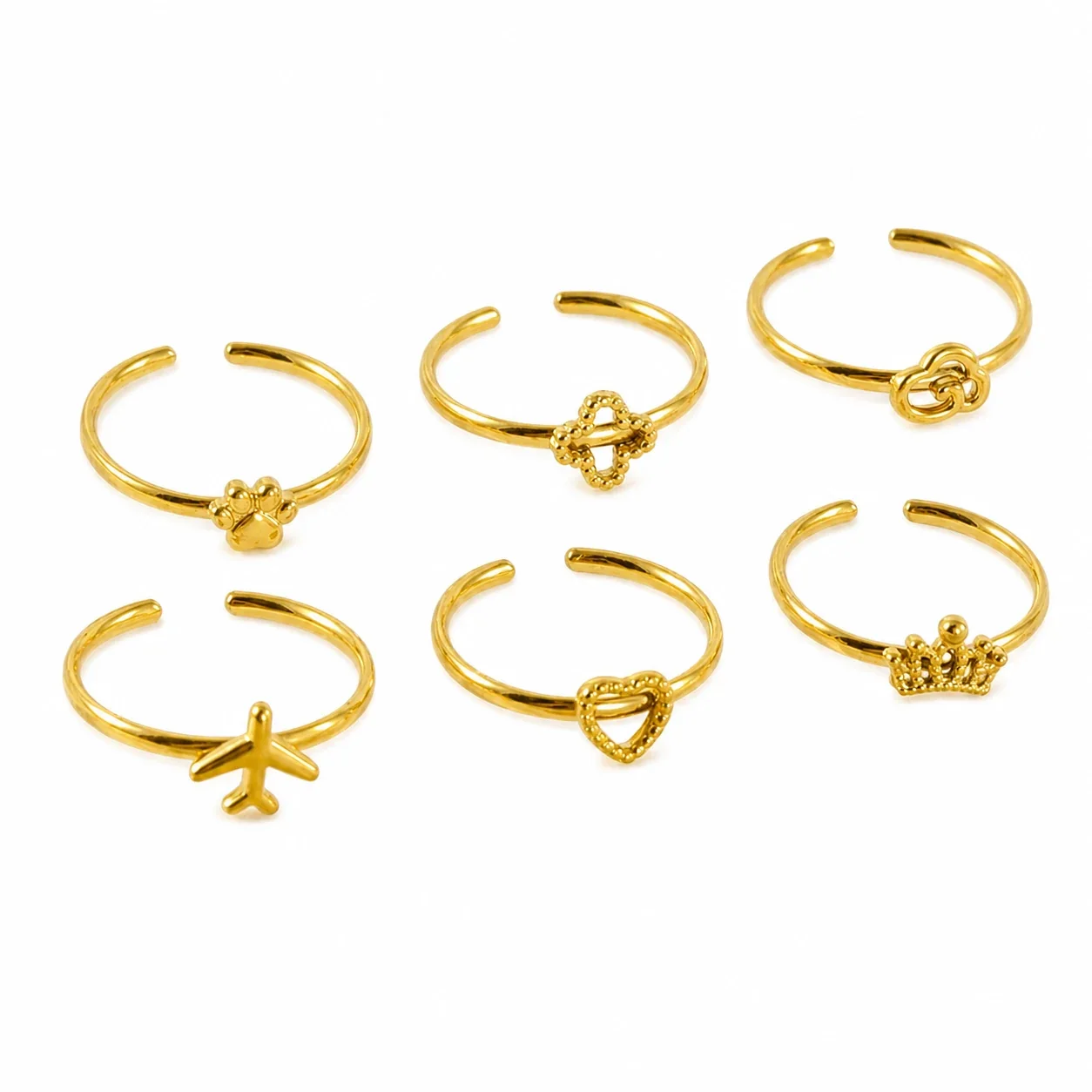 Paw Crown Heart 18K Gold-Plated 316 Stainless Steel Ring