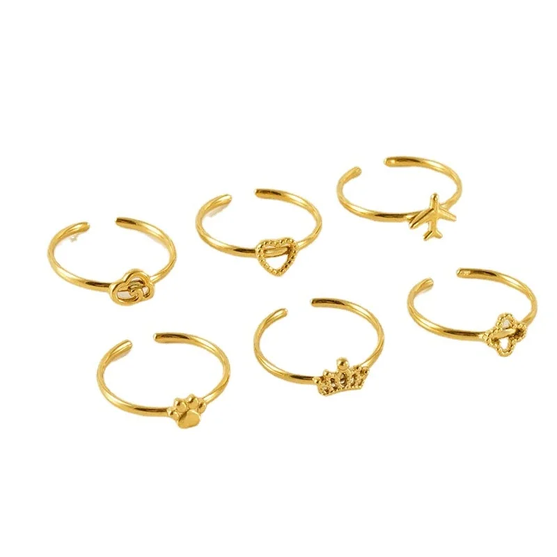 Paw Crown Heart 18K Gold-Plated 316 Stainless Steel Ring