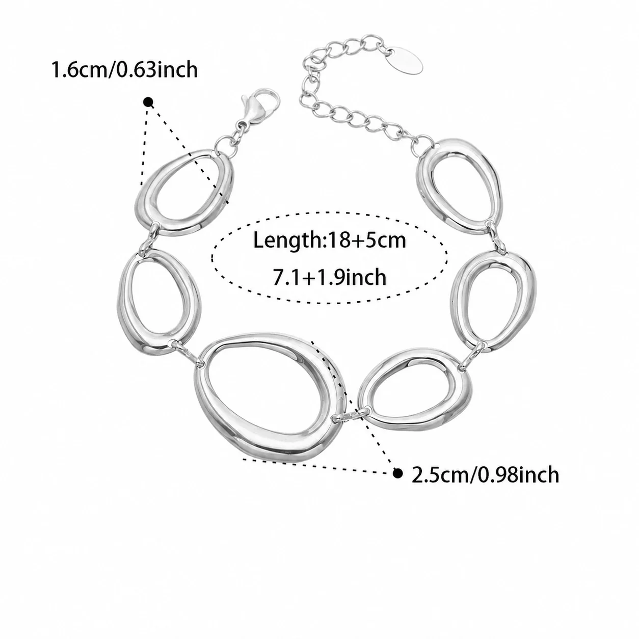 Photo produit : Parure de bijoux sculpturale en acier inoxydable 316L à maillons ovales, plaquée or - PVD