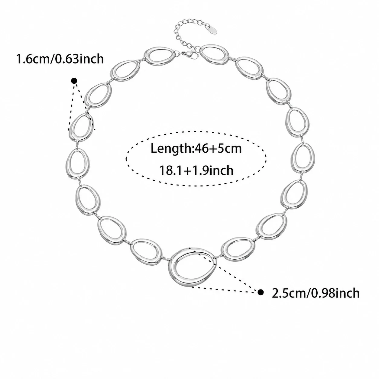 Photo produit : Parure de bijoux sculpturale en acier inoxydable 316L à maillons ovales, plaquée or - PVD