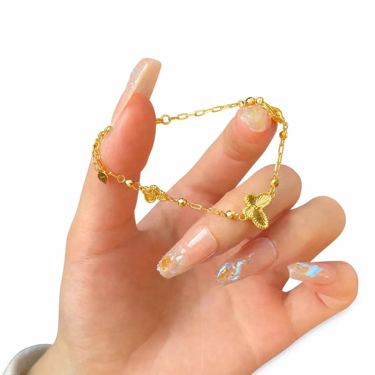 Dainty Gold-Plated Butterfly Paperclip Chain Bracelet
