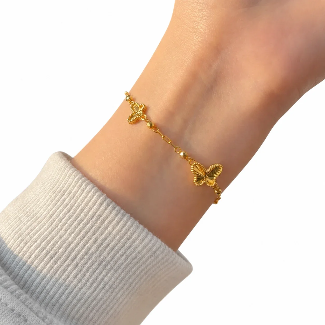 Dainty Gold-Plated Butterfly Paperclip Chain Bracelet