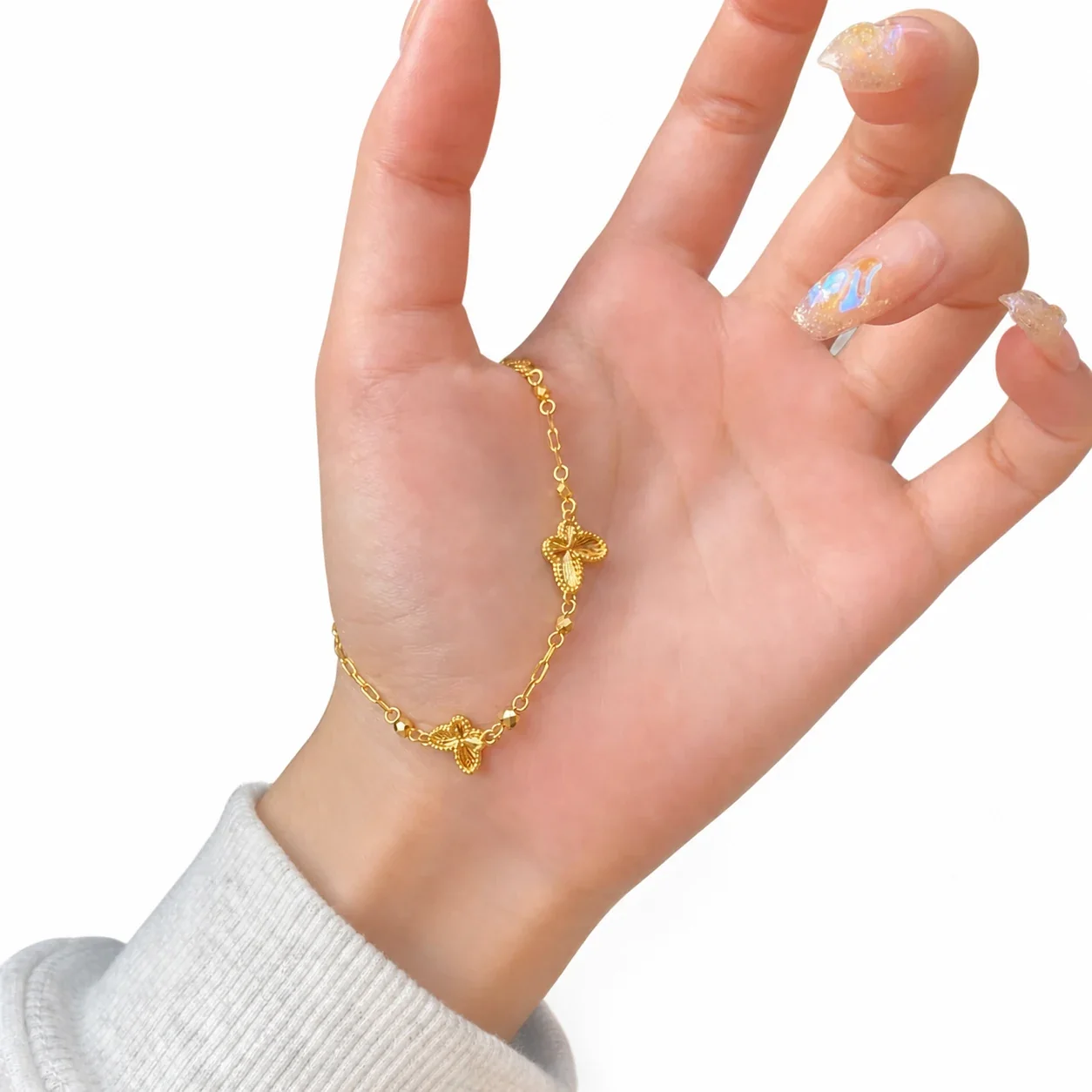 Dainty Gold-Plated Butterfly Paperclip Chain Bracelet