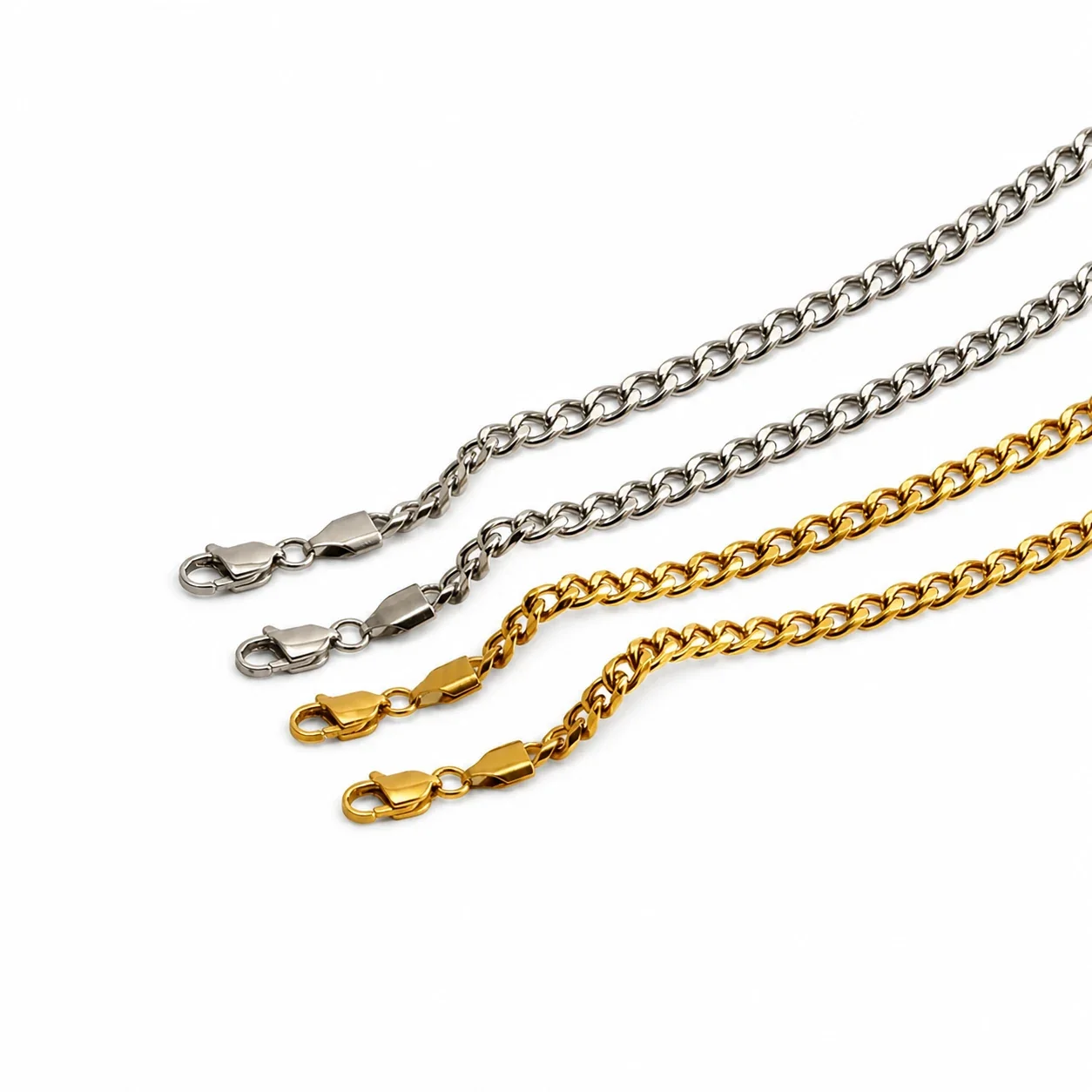 Polished Stainless Steel Wheat Chain Bracelet