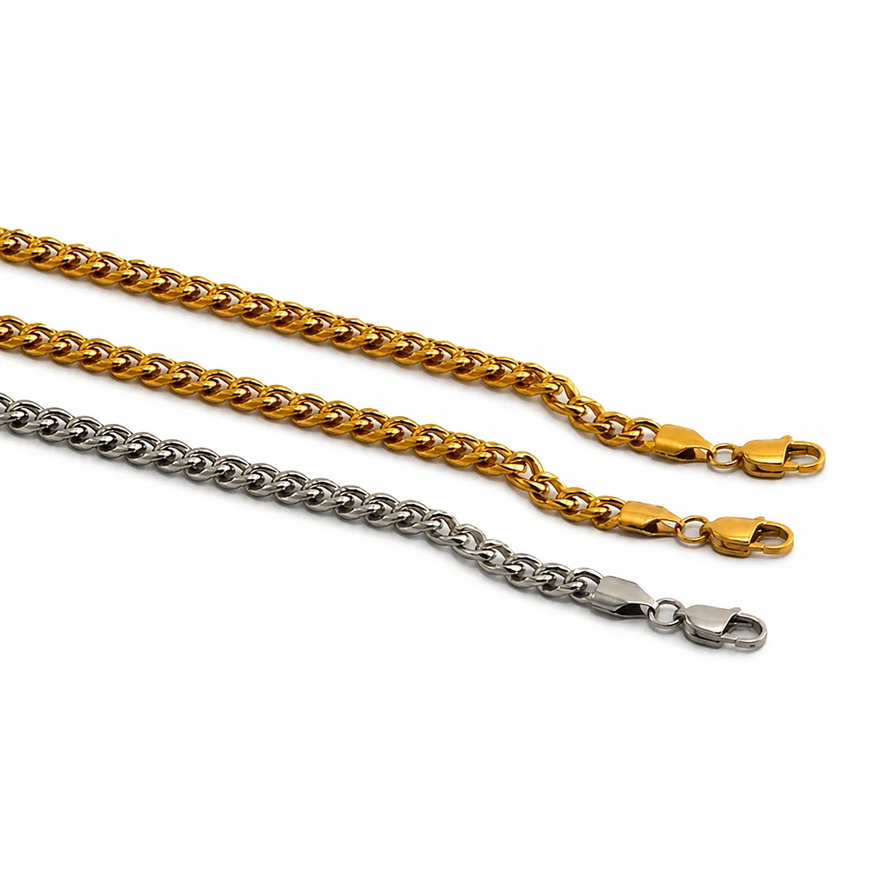 Polished Stainless Steel Wheat Chain Bracelet