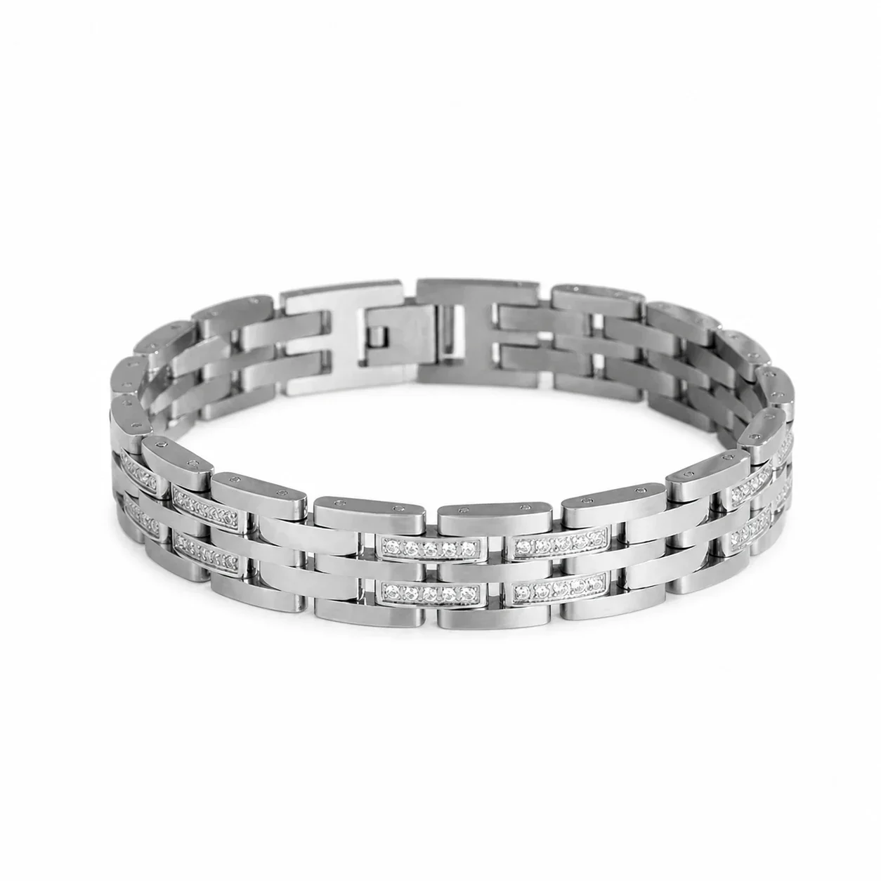 Polished 316 Stainless Steel Double-Row Chain Bracelet