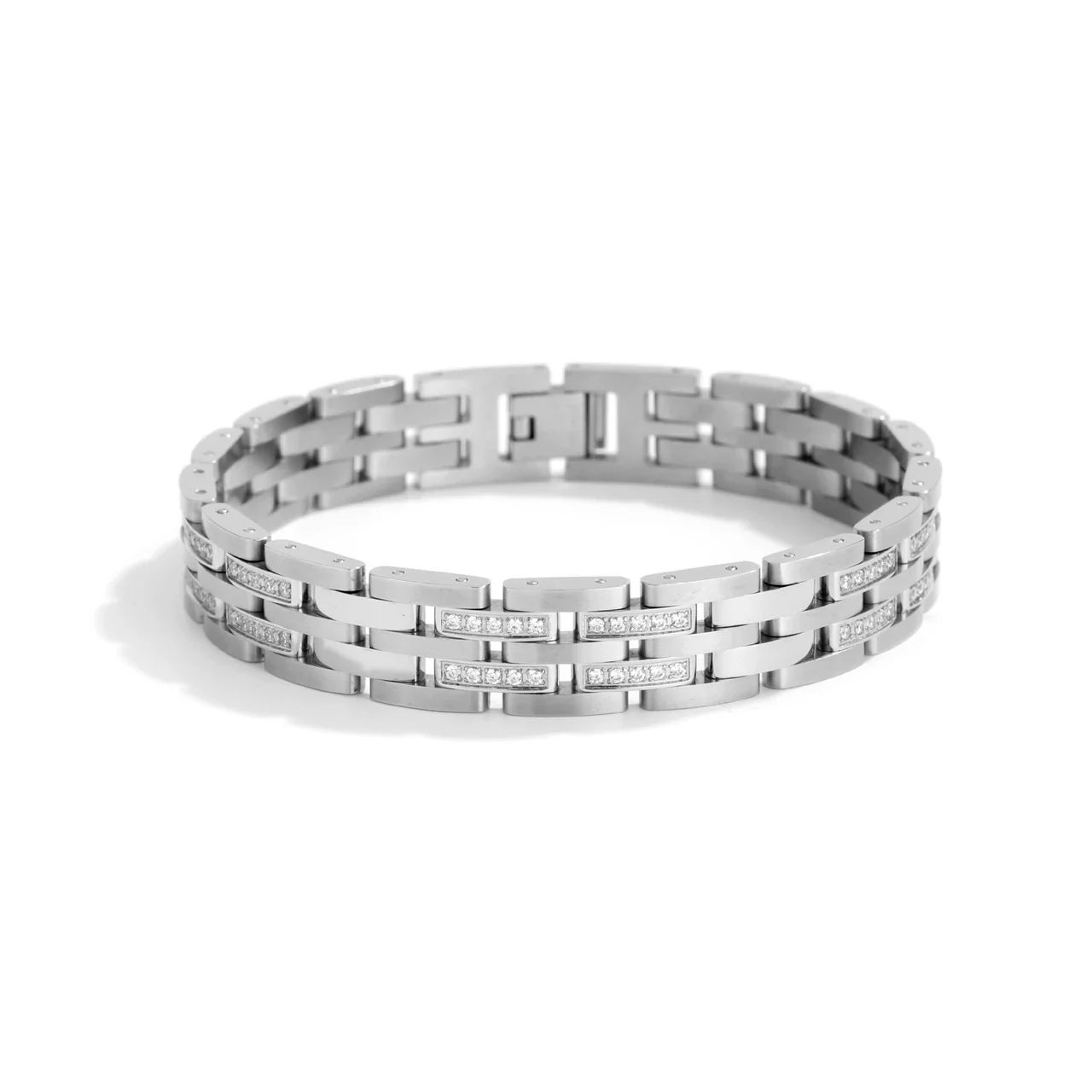 Polished 316 Stainless Steel Double-Row Chain Bracelet