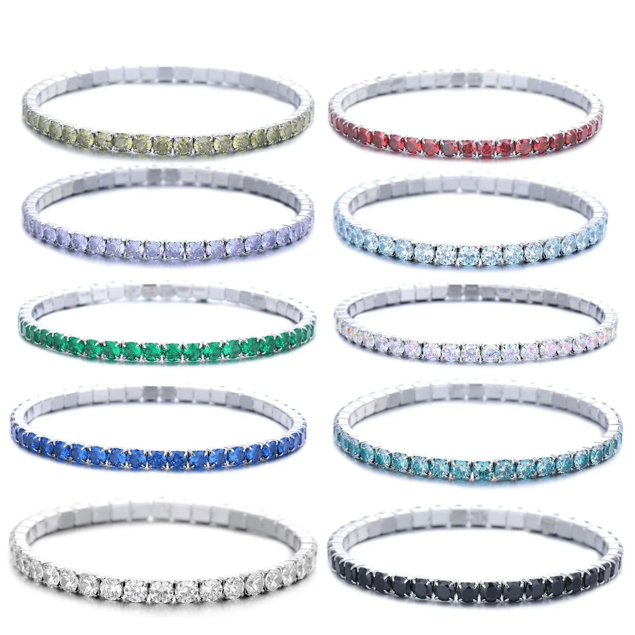 Vivid Stainless Steel Round CZ Prong-Set Tennis Bracelet
