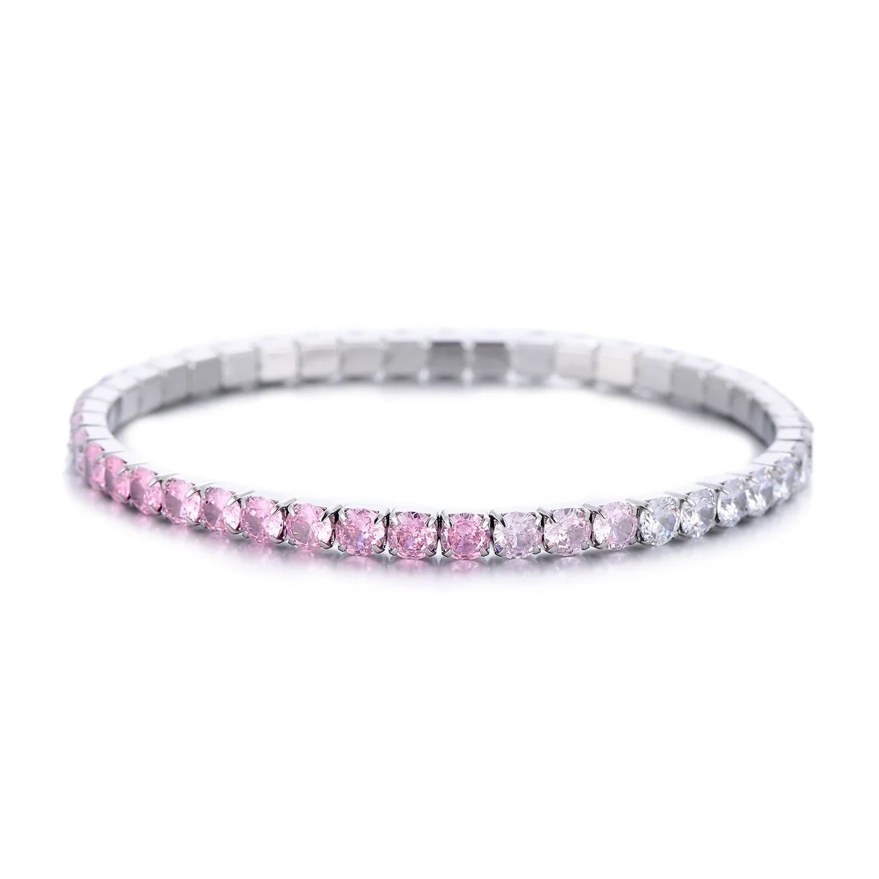 Vivid Stainless Steel Round CZ Prong-Set Tennis Bracelet - Purple