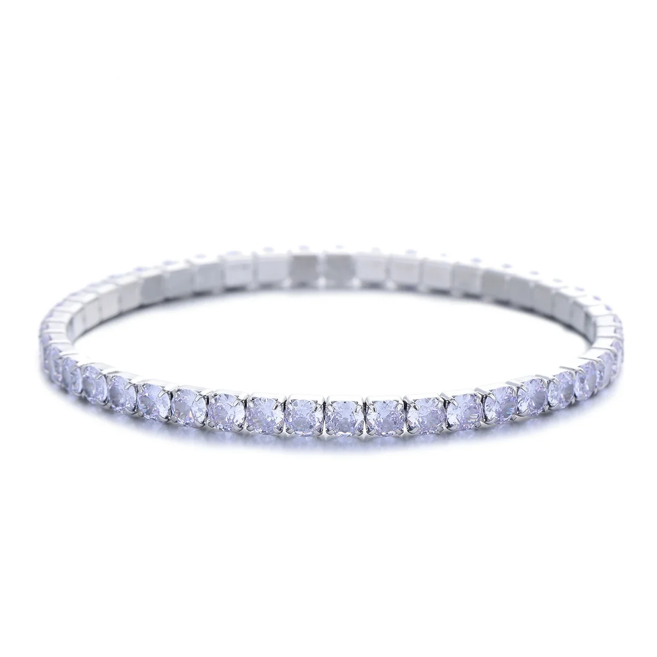 Vivid Stainless Steel Round CZ Prong-Set Tennis Bracelet - Clear