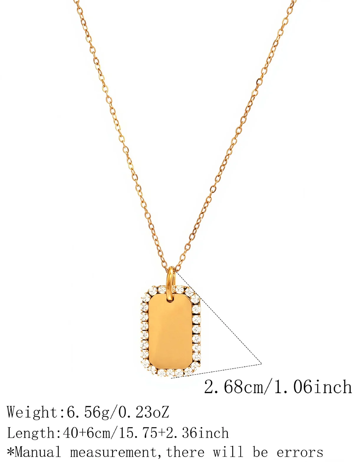 Hangerketting Crystal Halo Tag roestvrij staal goud PVD productfoto