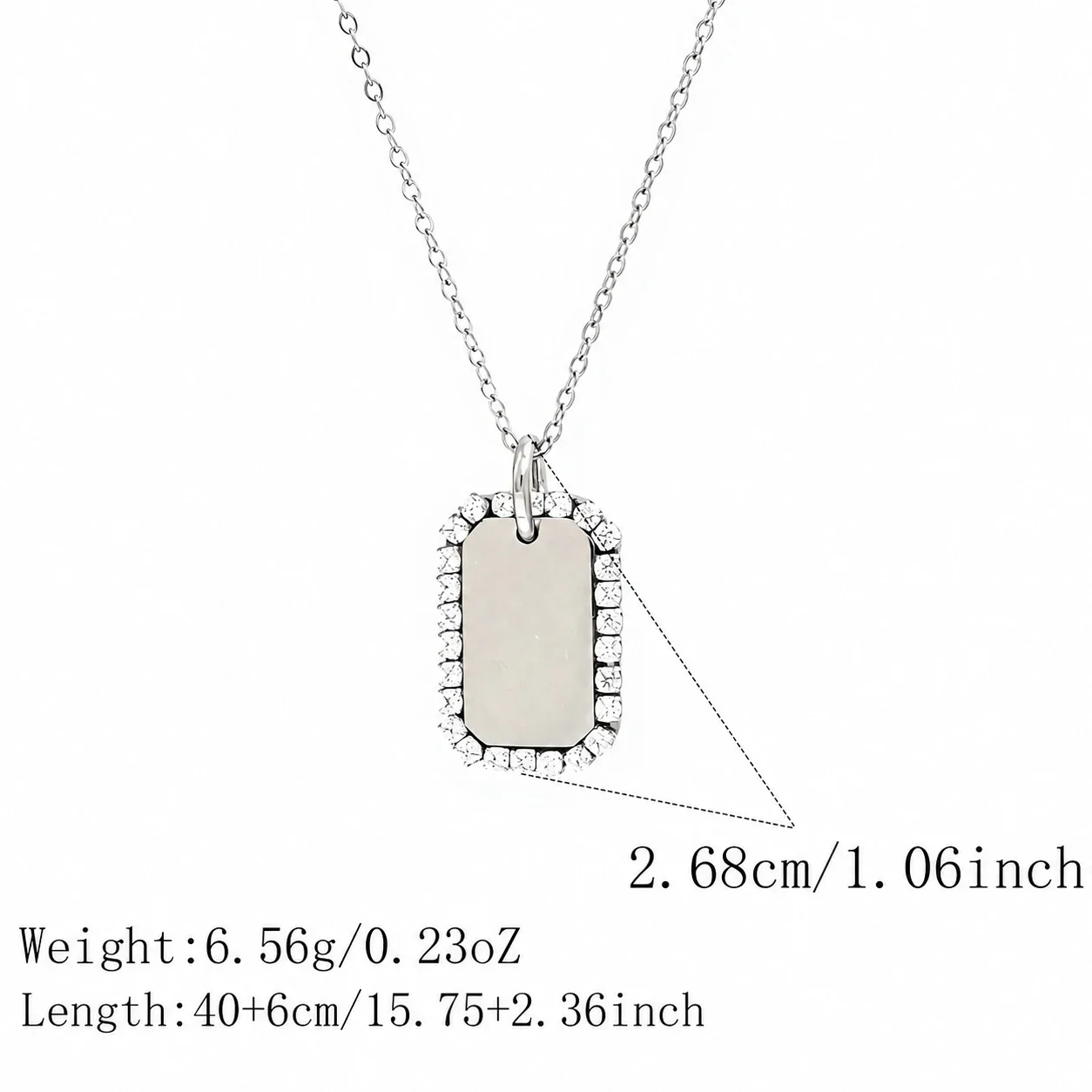 Hangerketting Crystal Halo Tag roestvrij staal goud PVD productfoto