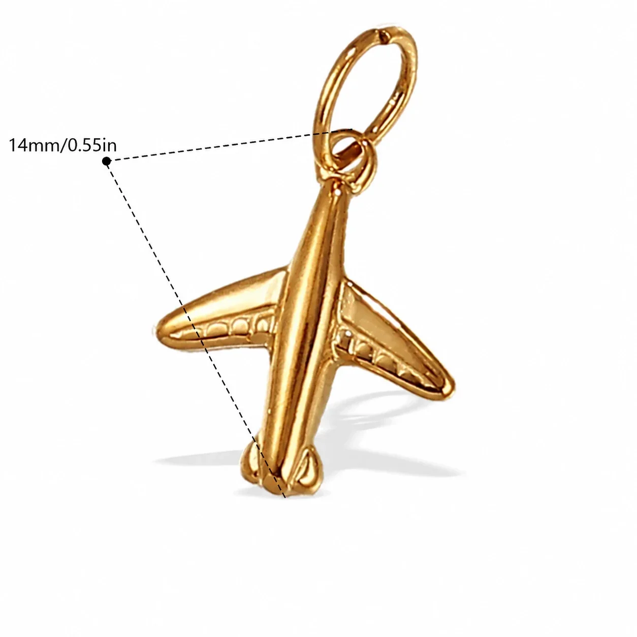 Pendant Charms with Heart, Key & Airplane Gold-Plated - Gold Solid