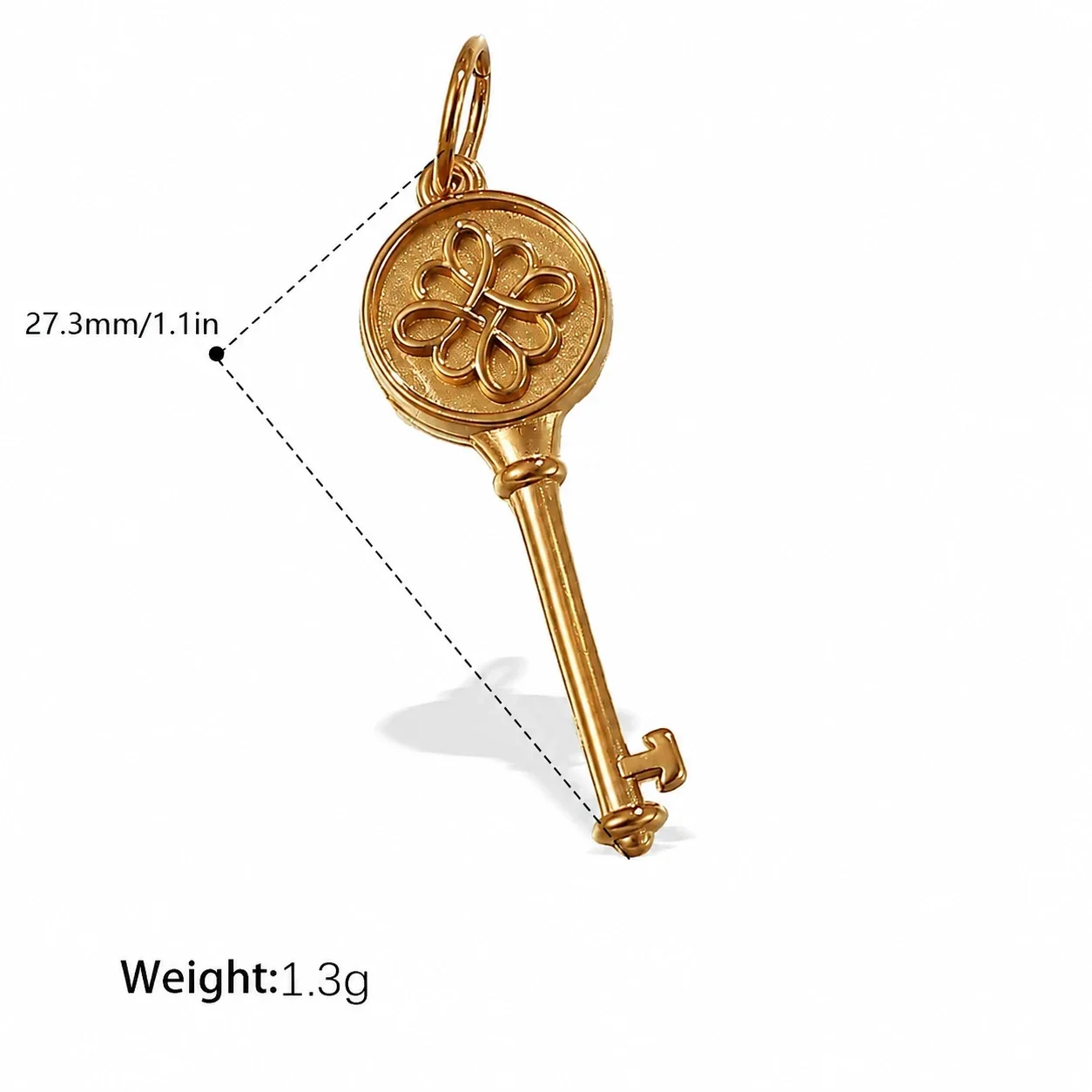 Pendant Charms with Heart, Key & Airplane Gold-Plated - Gold Floral Key