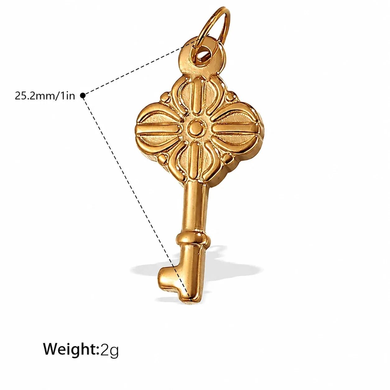 Pendant Charms with Heart, Key & Airplane Gold-Plated - Gold Medallion Key