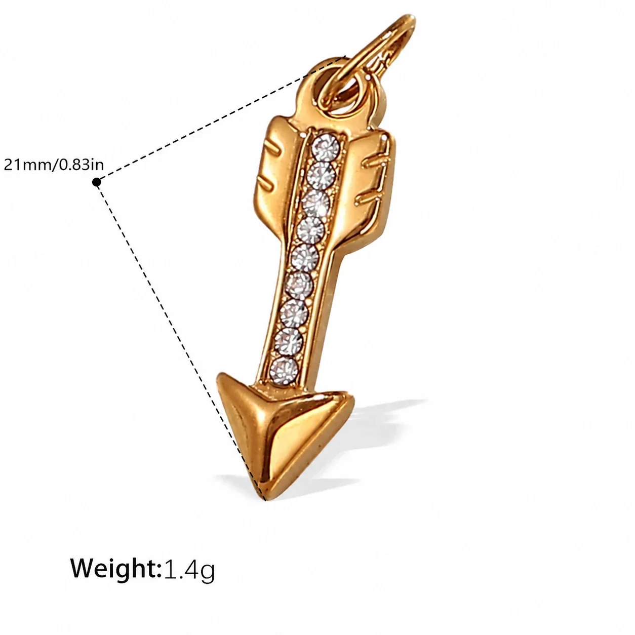Pendant Charms with Heart, Key & Airplane Gold-Plated - Gold Crystal Horseshoe