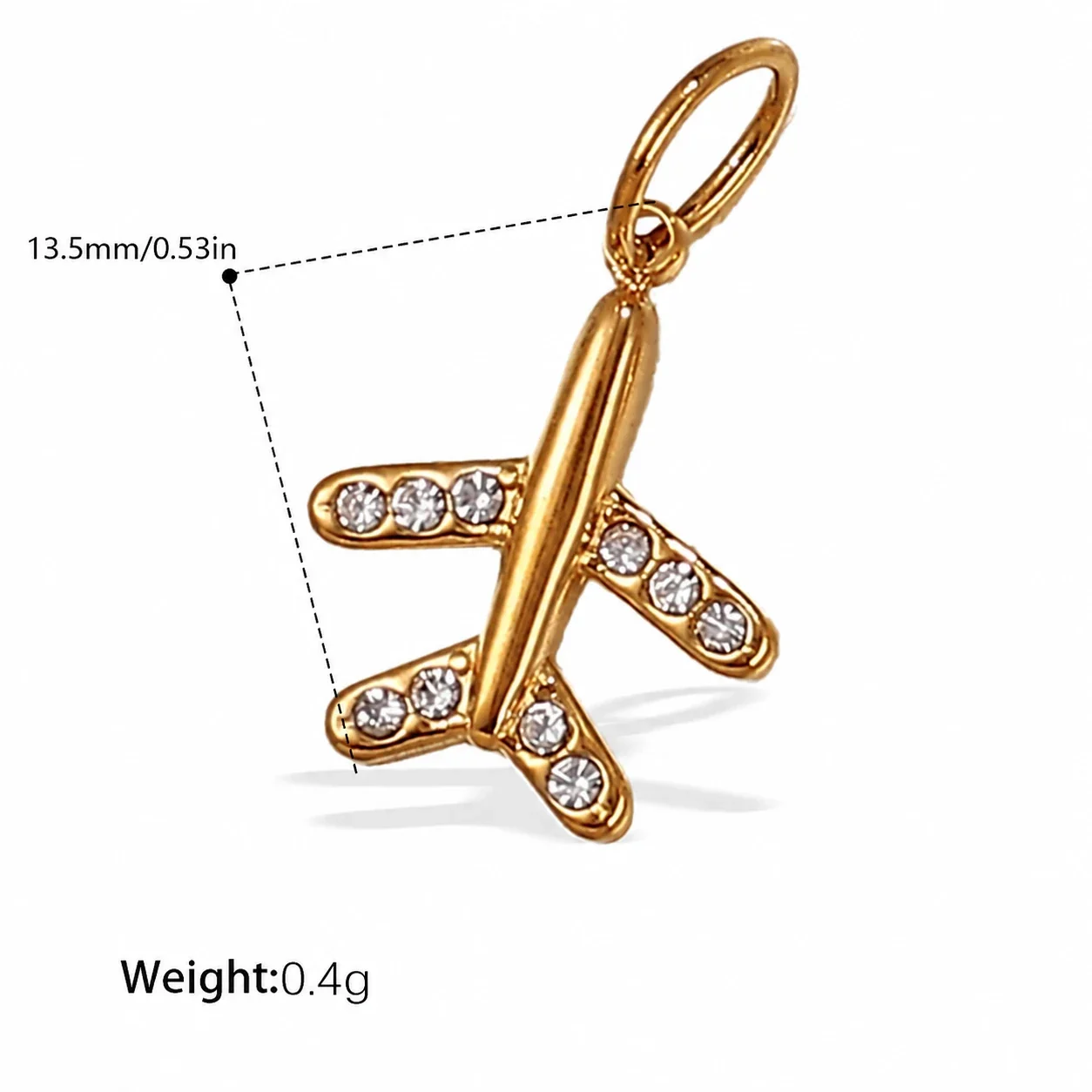 Pendant Charms with Heart, Key & Airplane Gold-Plated - Gold Crystal Arrow