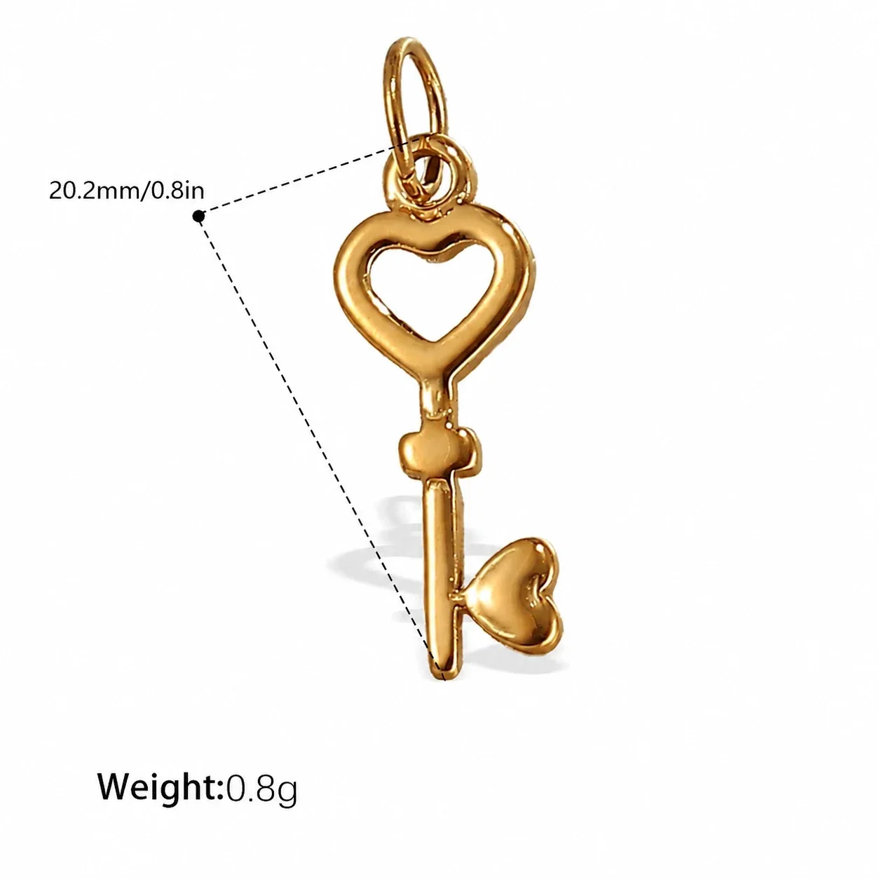 Pendant Charms with Heart, Key & Airplane Gold-Plated - Gold Winged Heart Key