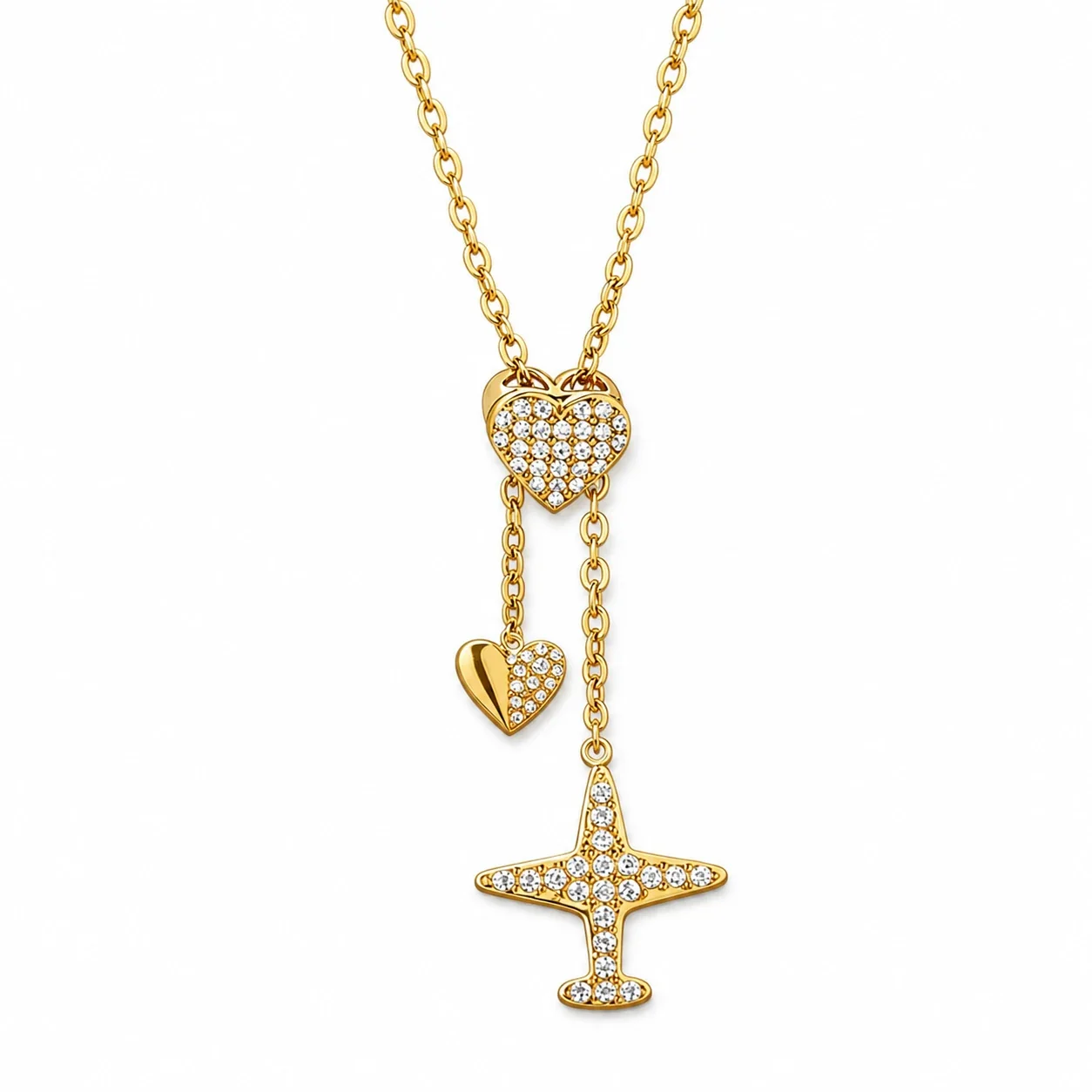 Playful 316 Stainless Steel Pavé Charm Necklace