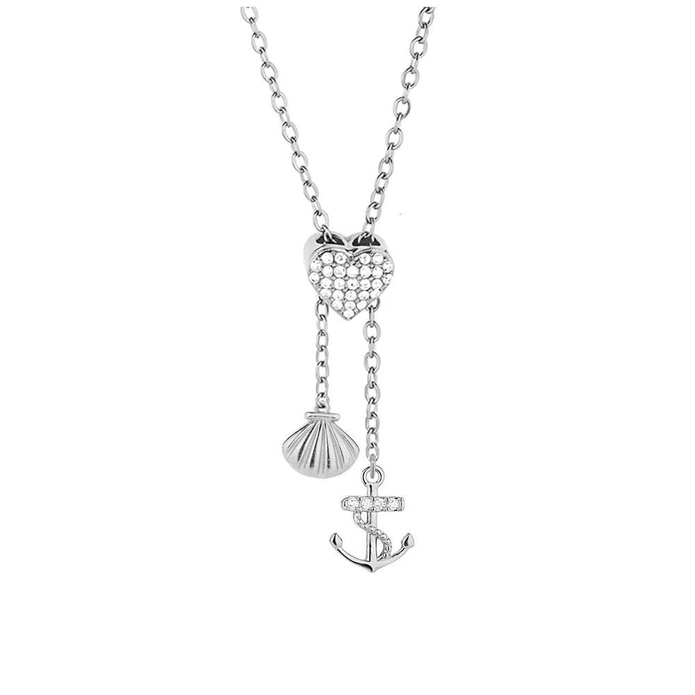 Playful 316 Stainless Steel Pavé Charm Necklace