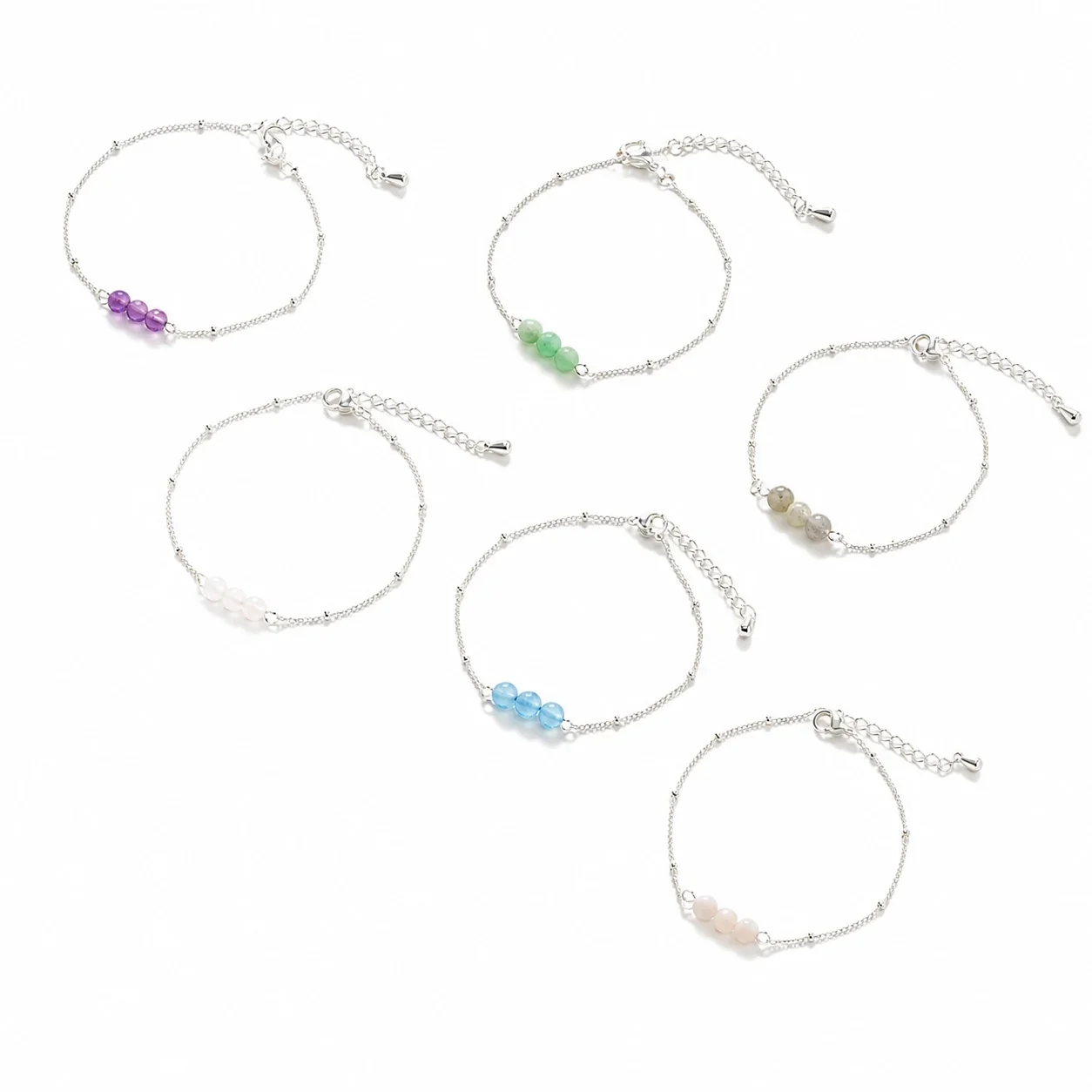 Delicate Silver-Plated Stainless Steel Bead Cable Bracelet