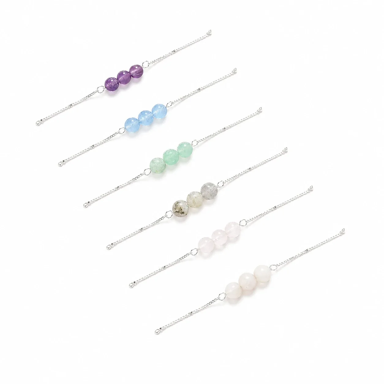 Delicate Silver-Plated Stainless Steel Bead Cable Bracelet