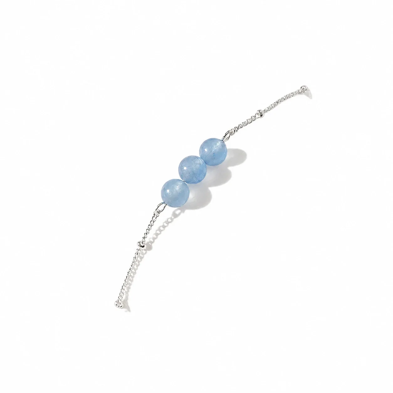 Delicate Silver-Plated Stainless Steel Bead Cable Bracelet