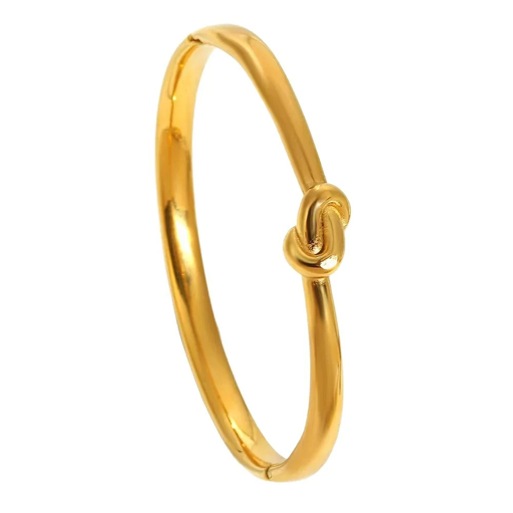 Knoopbangle met ovaal profiel van 18K verguld roestvrij staal