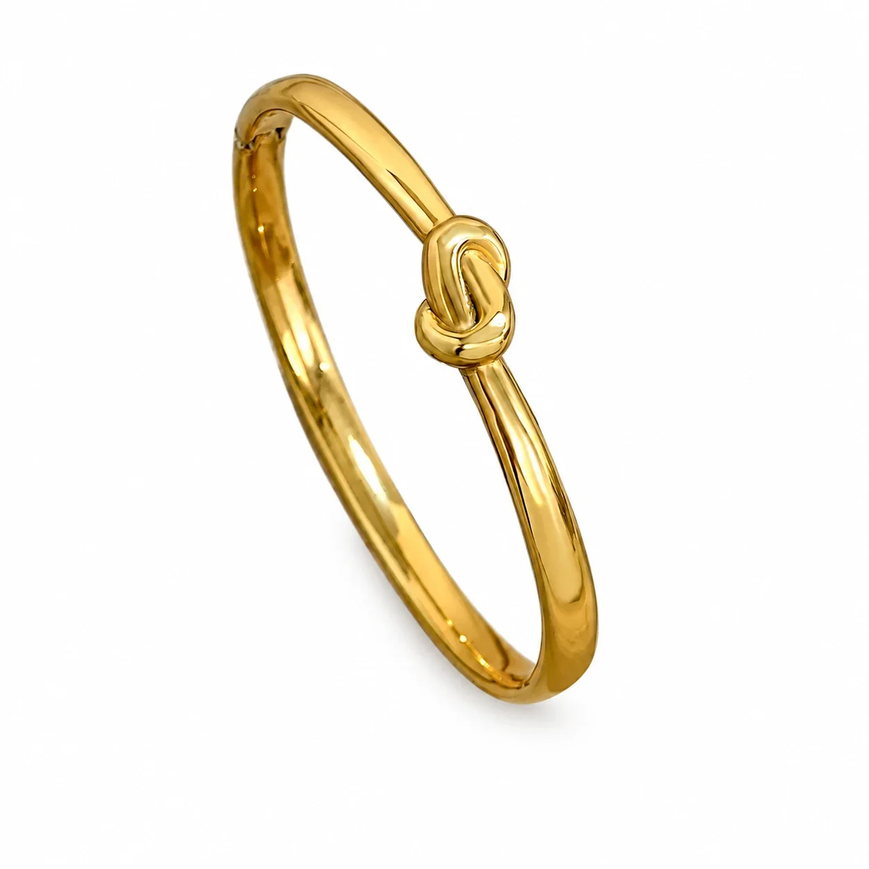 Knoopbangle met ovaal profiel van 18K verguld roestvrij staal productfoto