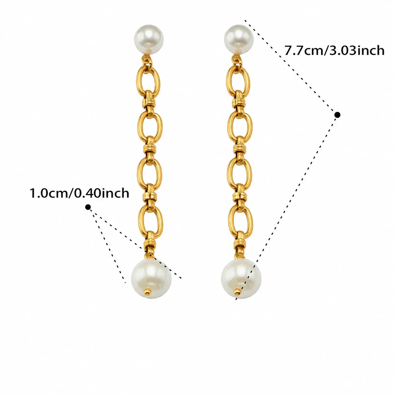 Asymmetric 316L Gold-Plated Paperclip Shell Pearl Set - Gold Shell Pearl A