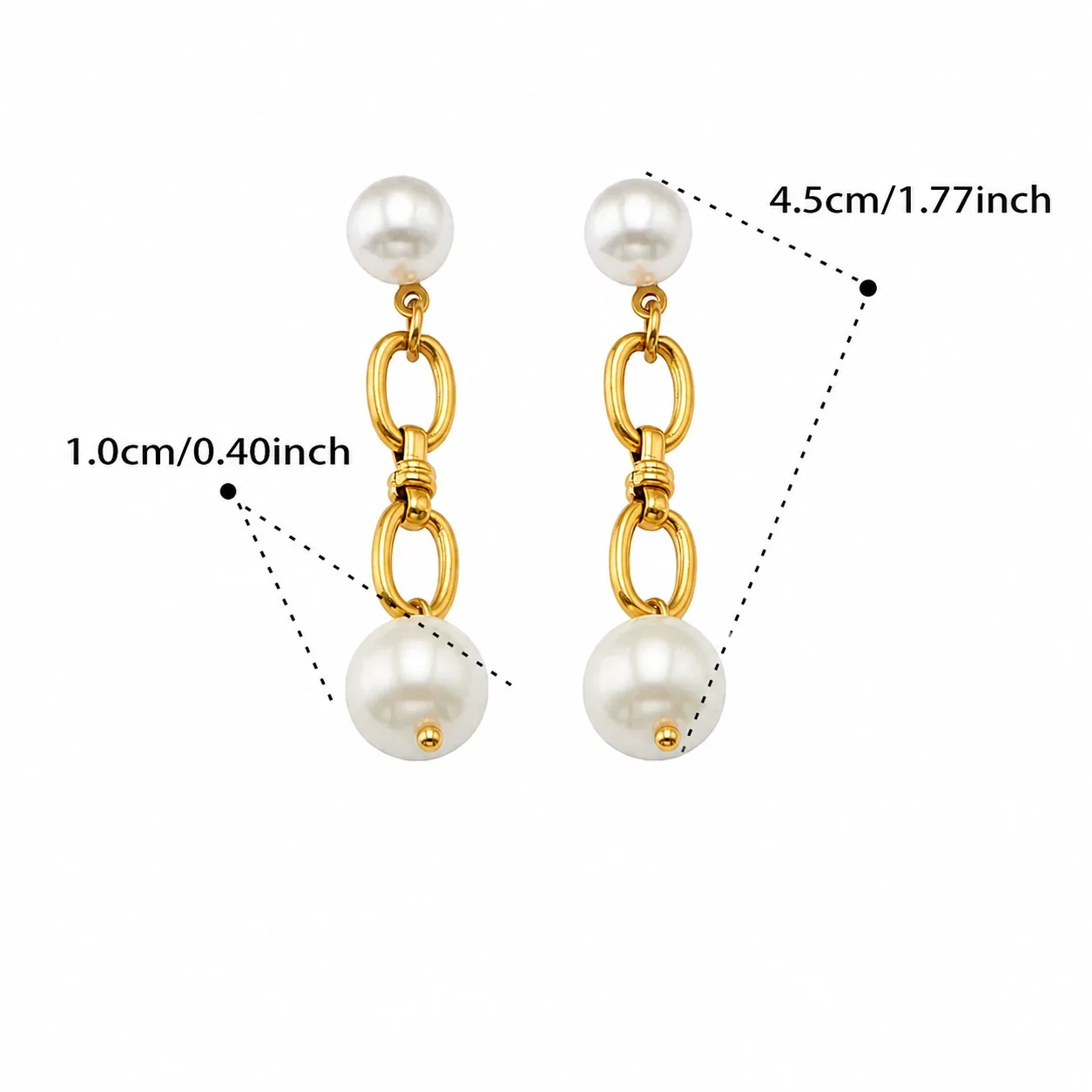 Asymmetric 316L Gold-Plated Paperclip Shell Pearl Set - Gold Shell Pearl B
